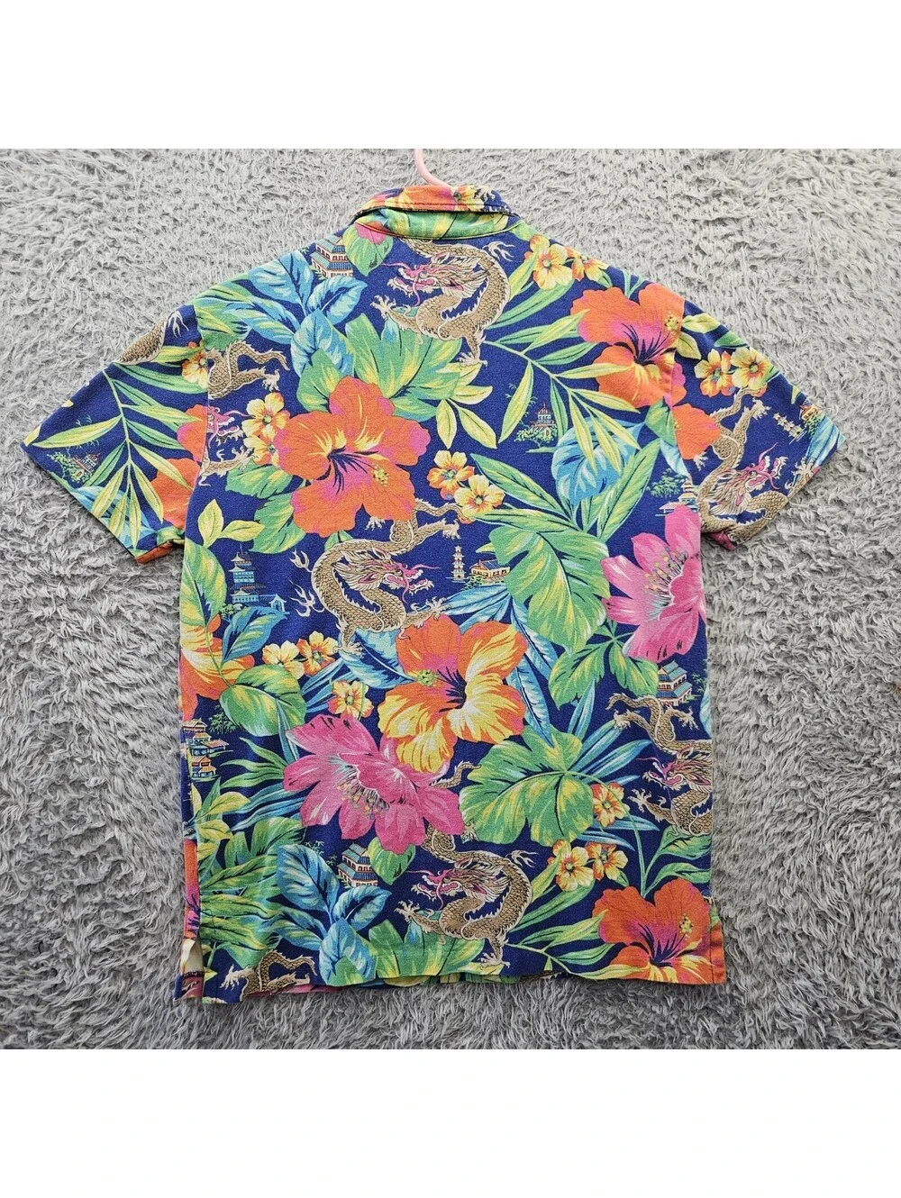 Polo Ralph Lauren Featherweight Mesh Hawaiian Polo Shirt Medium Dragons Asian